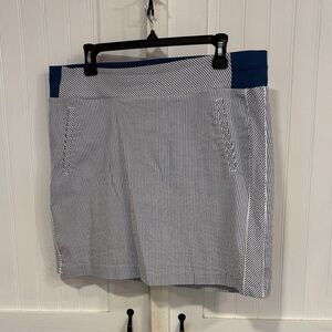 Tribal Navy &White Striped, stretchy Women's Skort. Size 14